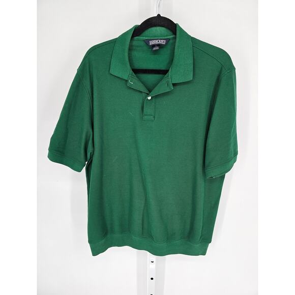 Lands' End Men's Green Short Sleeve Collared Neck Polo T-shirt Size Tall L - Picture 1 of 4